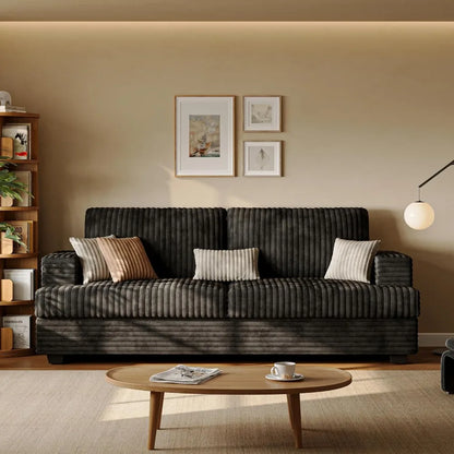 89" 2 Seater Black Couches for Living Room Sofas Modern Comfy Corduroy Couch with Deep Seats Oversized Loveseat Sofa