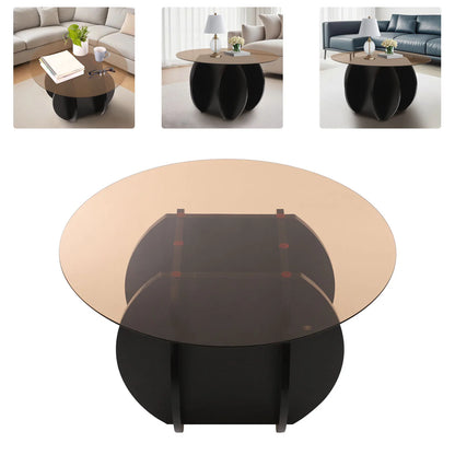 70CM Round Luxury Modern Glass Coffee Table, Living Room, Small Household, Minimalist Coffee Table
